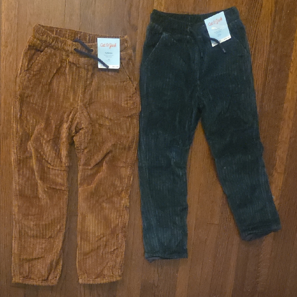 Cat & Jack Corduroy Pull-On Pants in Brown and Dark Blue